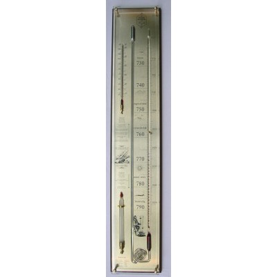 Contra-barometer zwart/messing/glas